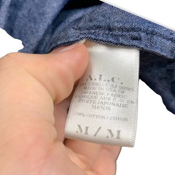 ALC Blue Chambray Sleeveless Button Up Top Medium - Picture 4 of 6